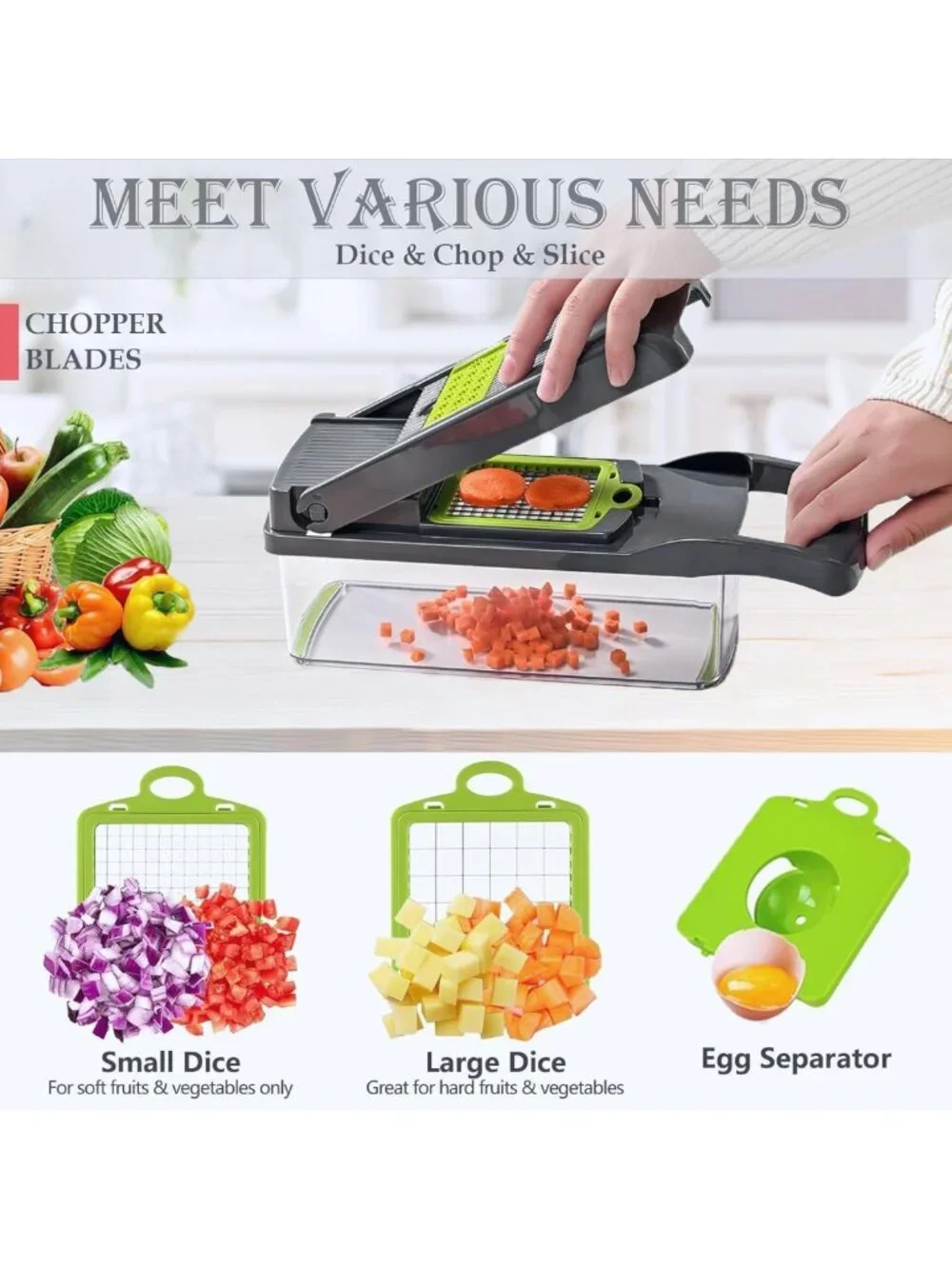 16-in-1 Vegetable Chopper & Mandoline Slicer | Food Prep Tool, Onion Dicer